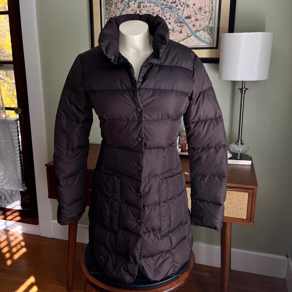 Add Dark Gray Quilted Down Puffer Jacket Coat Snap Closure - Picture 1 of 11